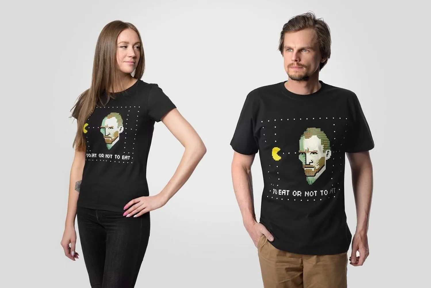 Футболка женская «Ван-Пакман», черная, размер L заказать онлайн с вашим дизайном на заказ в Москве и области