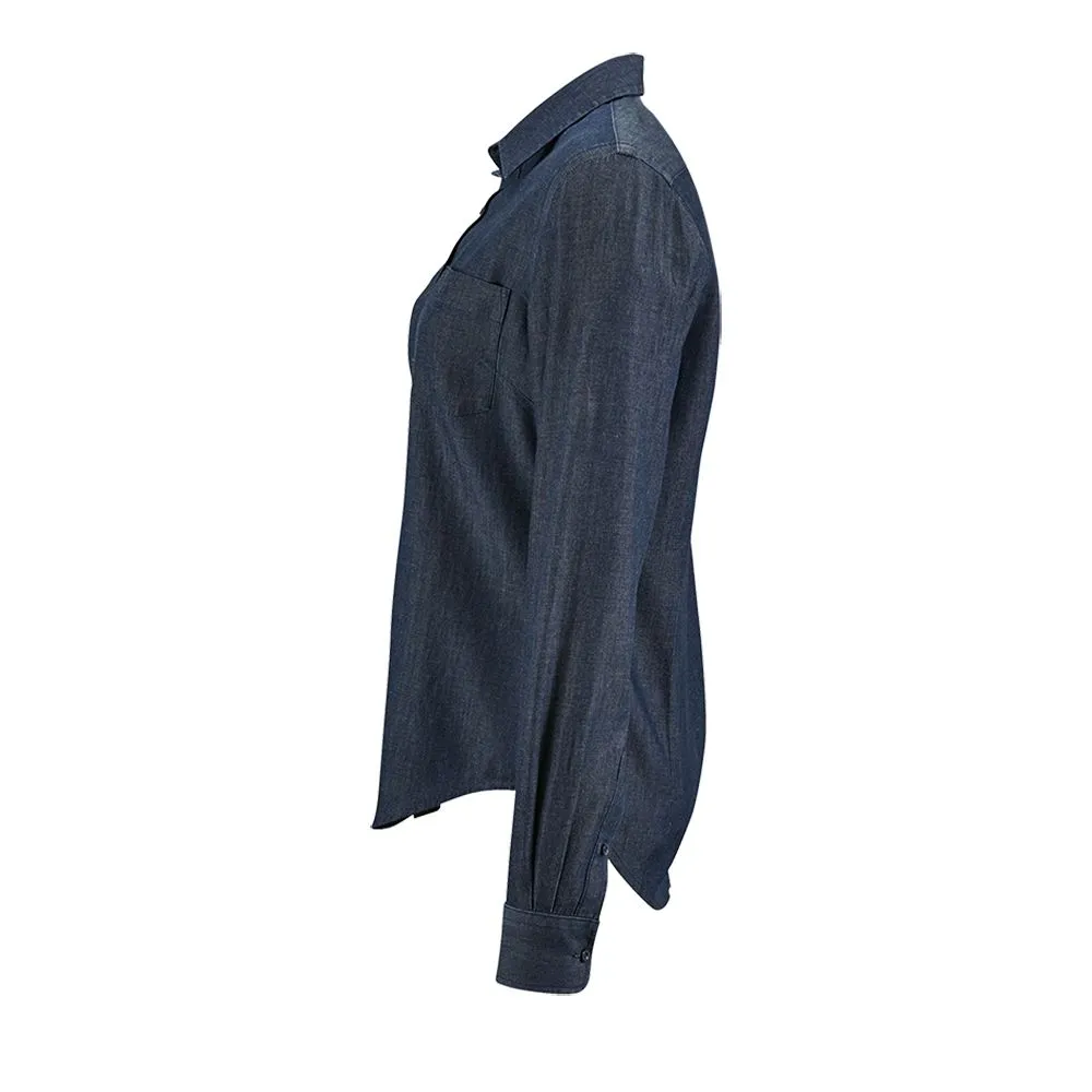 Рубашка женская Barry Women синяя (деним), размер XXL заказать онлайн с вашим дизайном на заказ в Москве и области