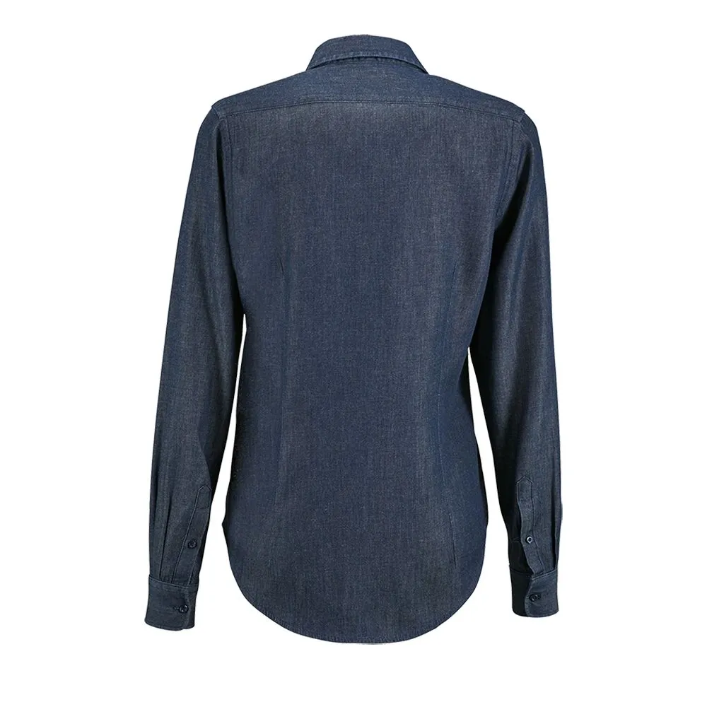 Рубашка женская Barry Women синяя (деним), размер XXL заказать онлайн с вашим дизайном на заказ в Москве и области