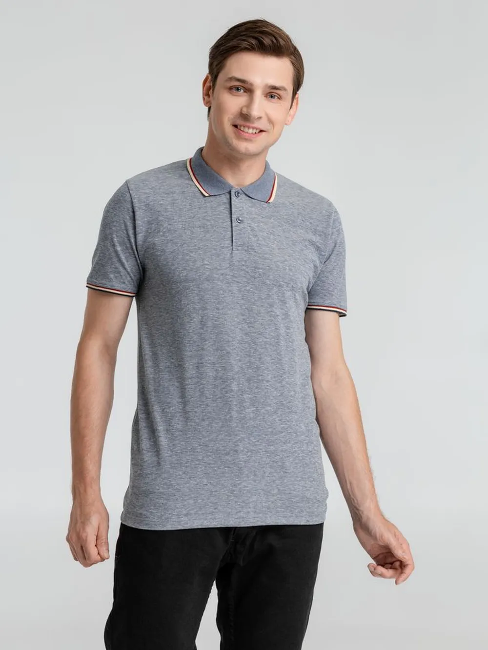 Рубашка поло мужская Paname Men голубой меланж, размер 3XL заказать онлайн с вашим дизайном на заказ в Москве и области