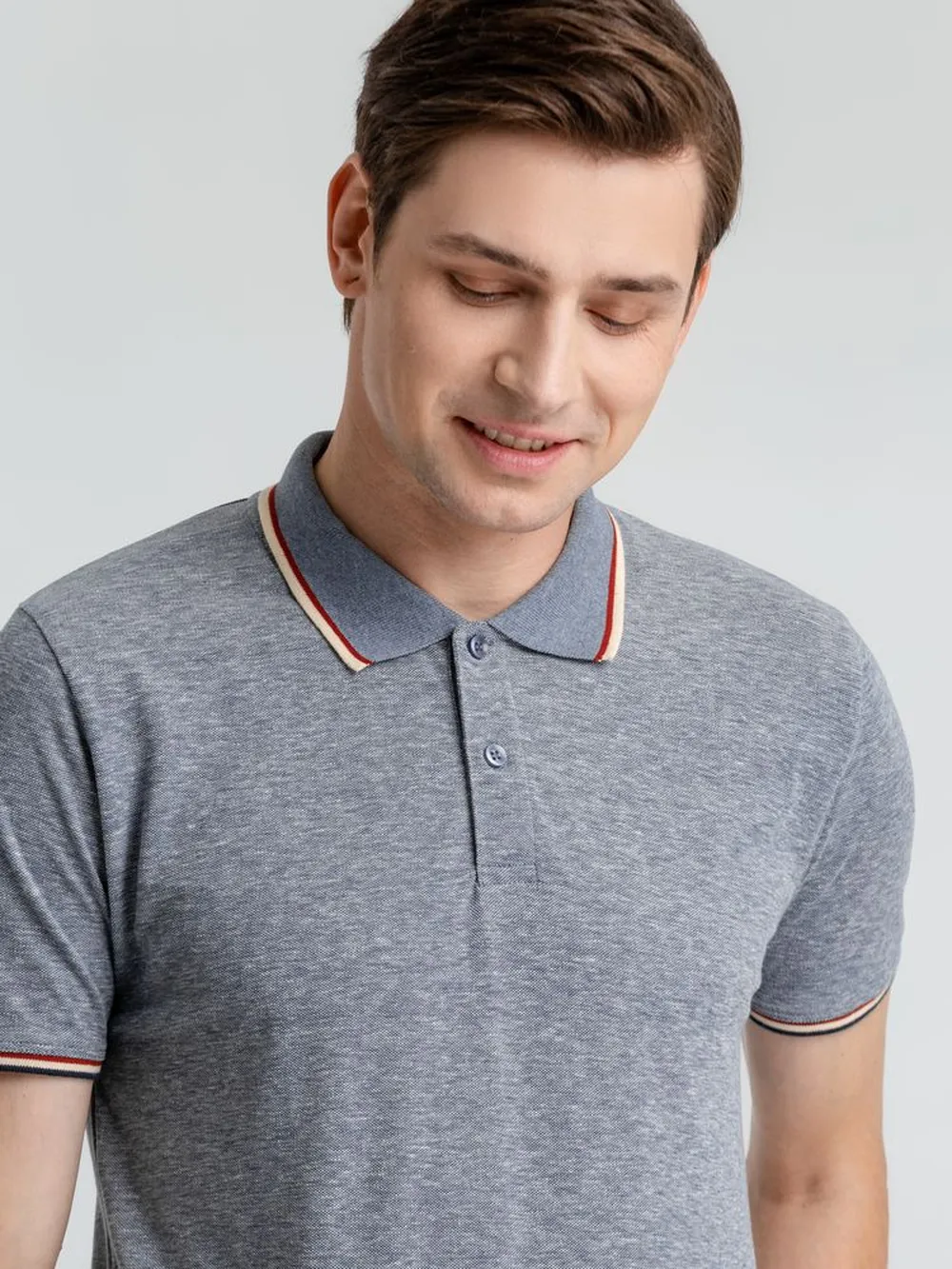 Рубашка поло мужская Paname Men голубой меланж, размер 3XL заказать онлайн с вашим дизайном на заказ в Москве и области