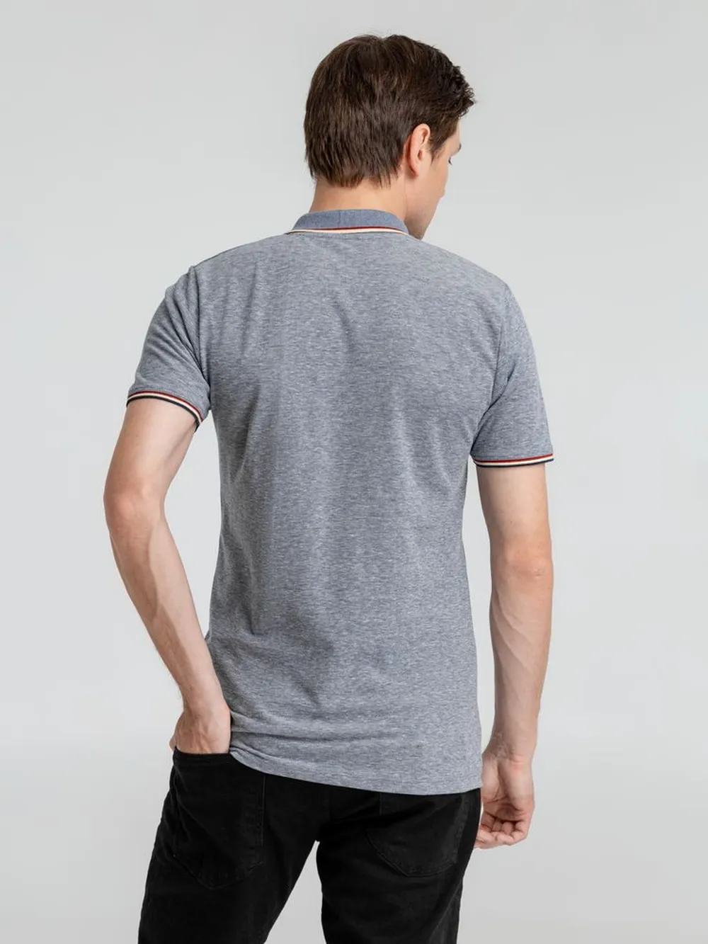 Рубашка поло мужская Paname Men голубой меланж, размер 3XL заказать онлайн с вашим дизайном на заказ в Москве и области