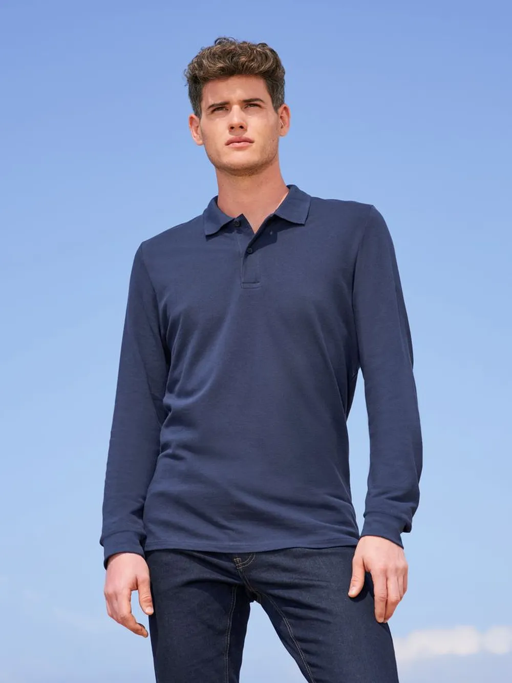 Рубашка поло мужская с длинным рукавом Perfect LSL Men черная, размер S заказать онлайн с вашим дизайном на заказ в Москве и области