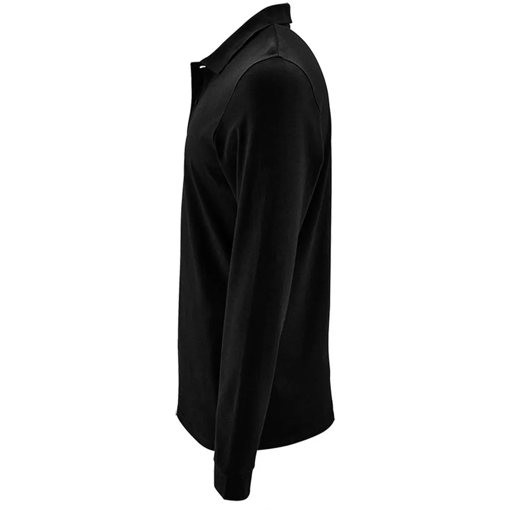 Рубашка поло мужская с длинным рукавом Perfect LSL Men черная, размер S заказать онлайн с вашим дизайном на заказ в Москве и области