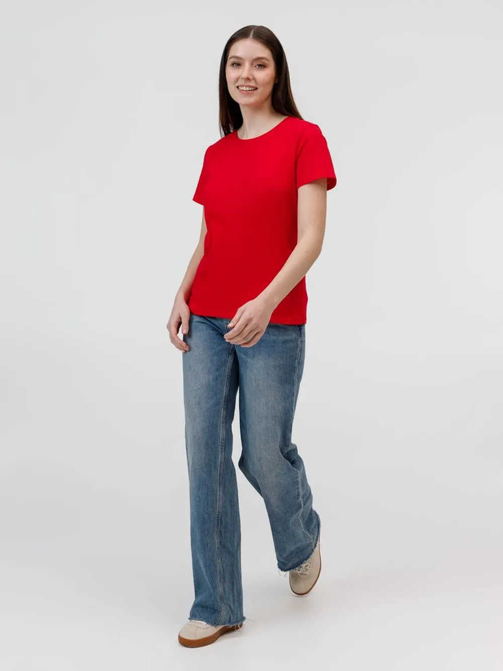 Футболка E150 женская красная, размер S заказать онлайн с вашим дизайном на заказ в Москве и области