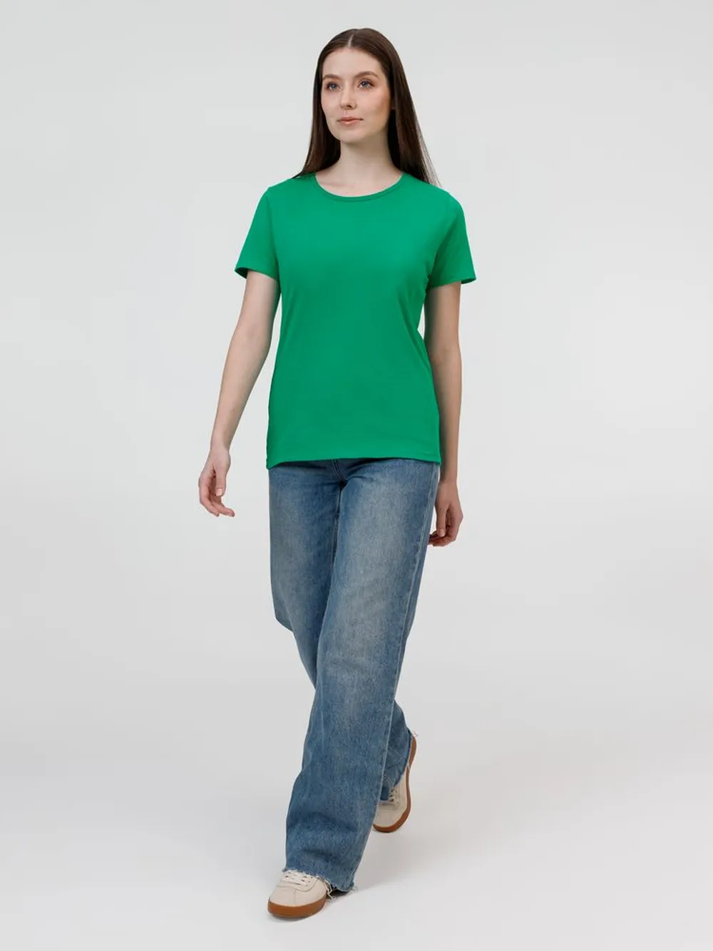 Футболка женская E190 темно-синяя заказать онлайн с вашим дизайном на заказ в Москве и области