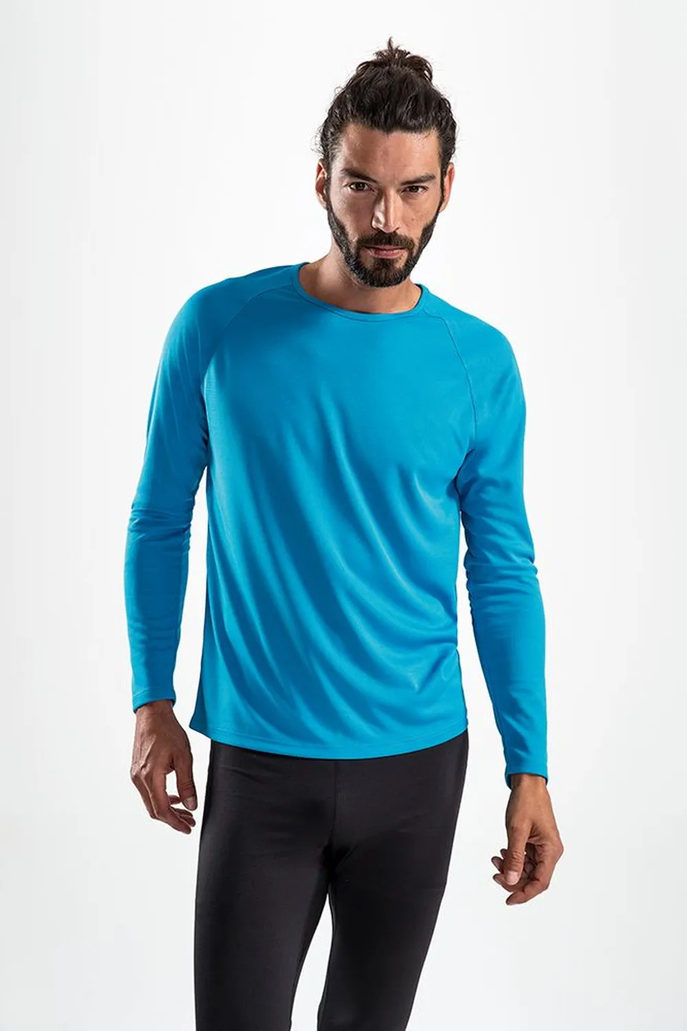 Футболка с длинным рукавом Sporty LSL Men, ярко-бирюзовая заказать онлайн с вашим дизайном на заказ в Москве и области
