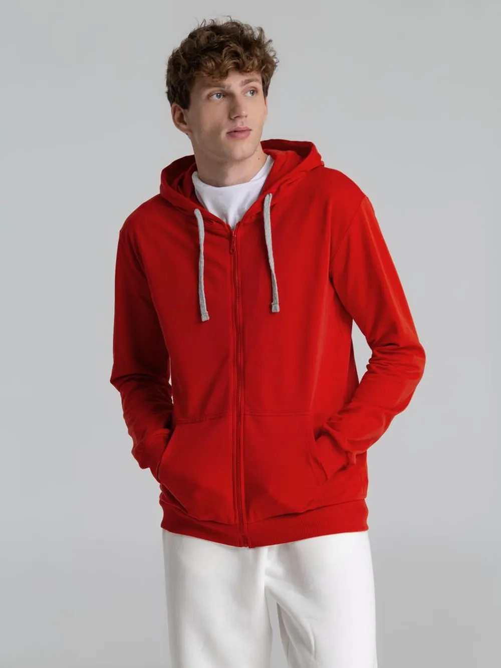 Толстовка на молнии с капюшоном Unit Siverga красная, размер S заказать онлайн с вашим дизайном на заказ в Москве и области