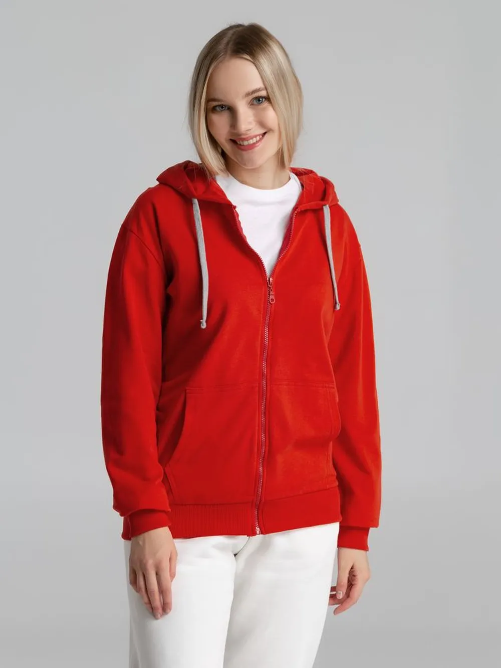 Толстовка на молнии с капюшоном Unit Siverga красная, размер S заказать онлайн с вашим дизайном на заказ в Москве и области