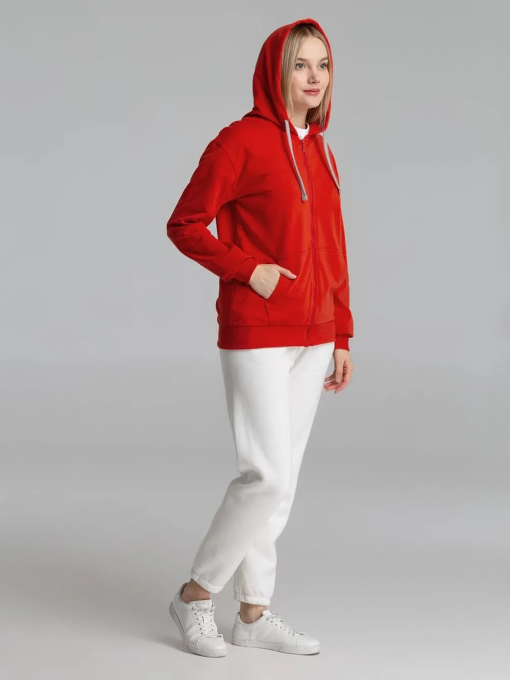 Толстовка на молнии с капюшоном Unit Siverga красная, размер S заказать онлайн с вашим дизайном на заказ в Москве и области