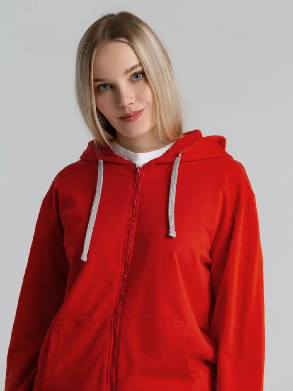 Толстовка на молнии с капюшоном Unit Siverga красная, размер S заказать онлайн с вашим дизайном на заказ в Москве и области