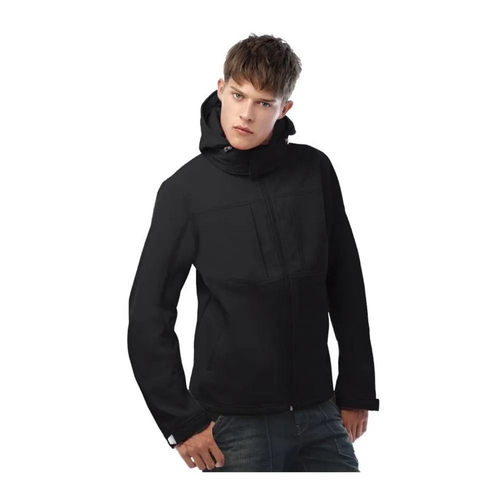 Куртка мужская Hooded Softshell черная, размер M заказать онлайн с вашим дизайном на заказ в Москве и области