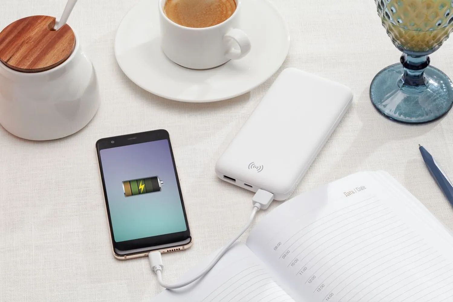 Аккумулятор Quick Charge Wireless 10000 мАч, черный заказать онлайн с вашим дизайном на заказ в Москве и области