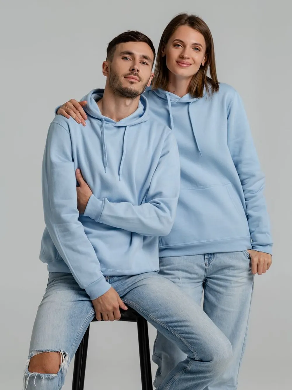 Толстовка с капюшоном Snake II голубая заказать онлайн с вашим дизайном на заказ в Москве и области