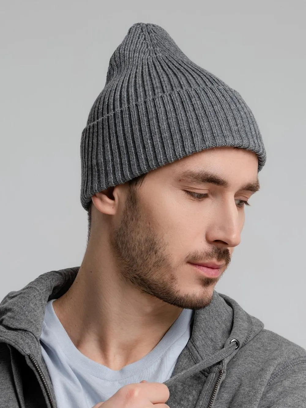 Шапка Stout, серый меланж заказать онлайн с вашим дизайном на заказ в Москве и области