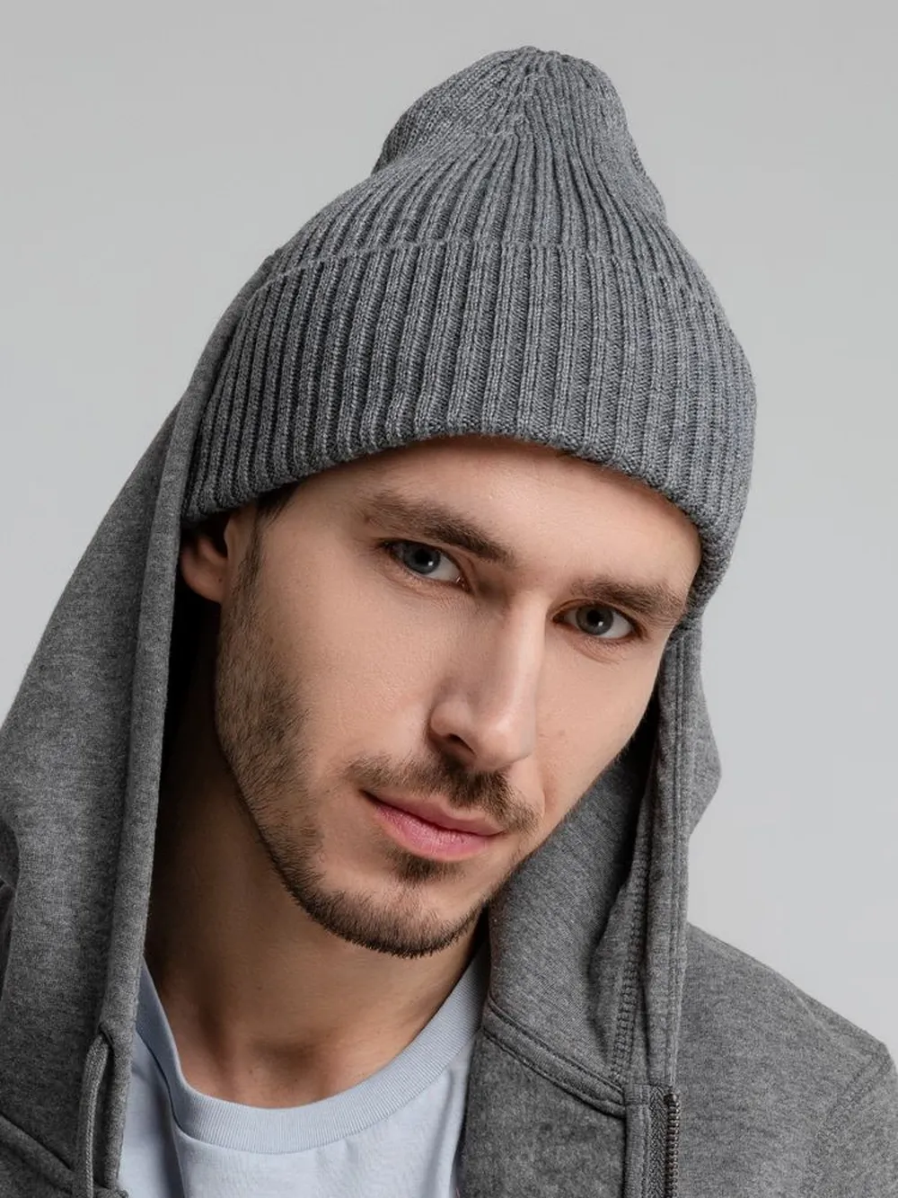 Шапка Stout, серый меланж заказать онлайн с вашим дизайном на заказ в Москве и области