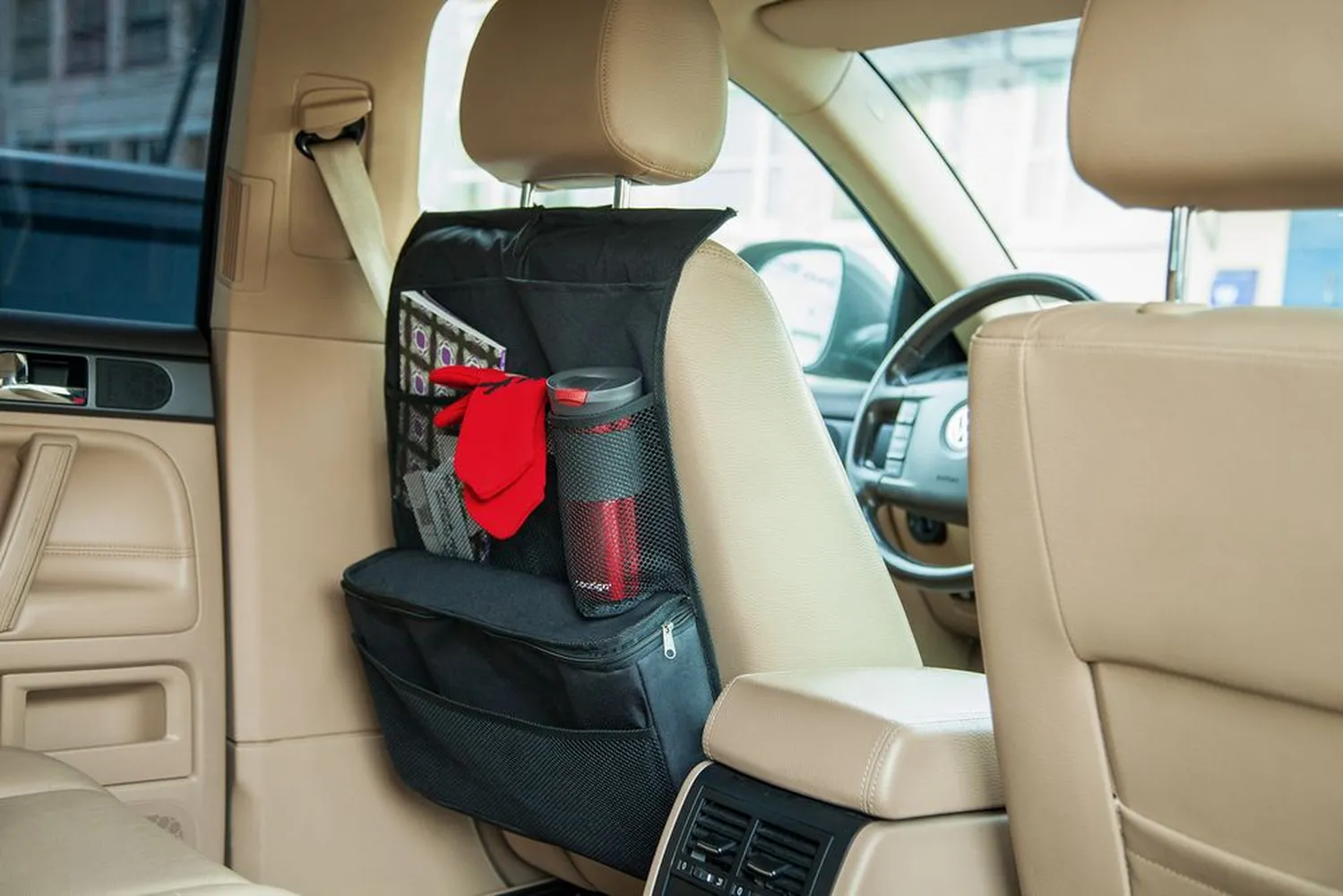 Органайзер с термоотделением на спинку сиденья Cool Rider, черный заказать онлайн с вашим дизайном на заказ в Москве и области