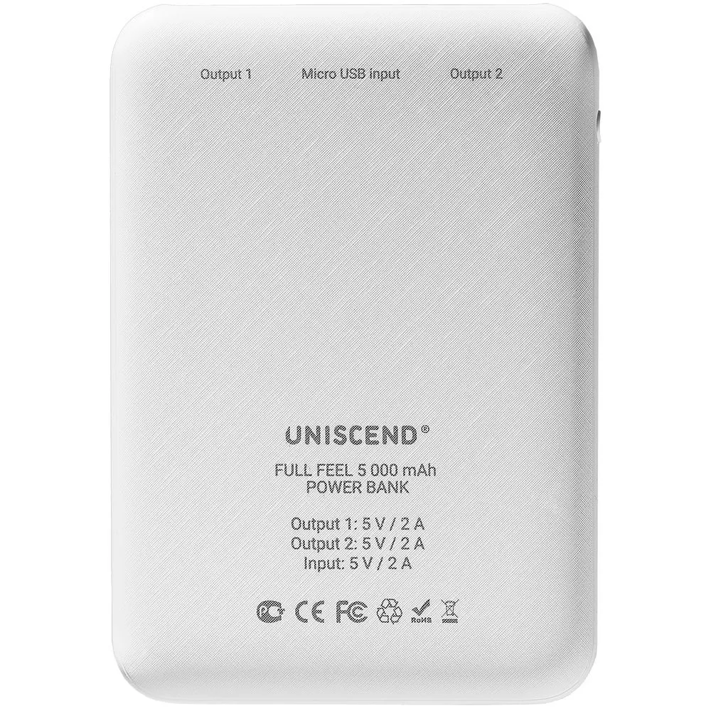 Внешний аккумулятор Uniscend Full Feel 5000 мАч, белый заказать онлайн с вашим дизайном на заказ в Москве и области