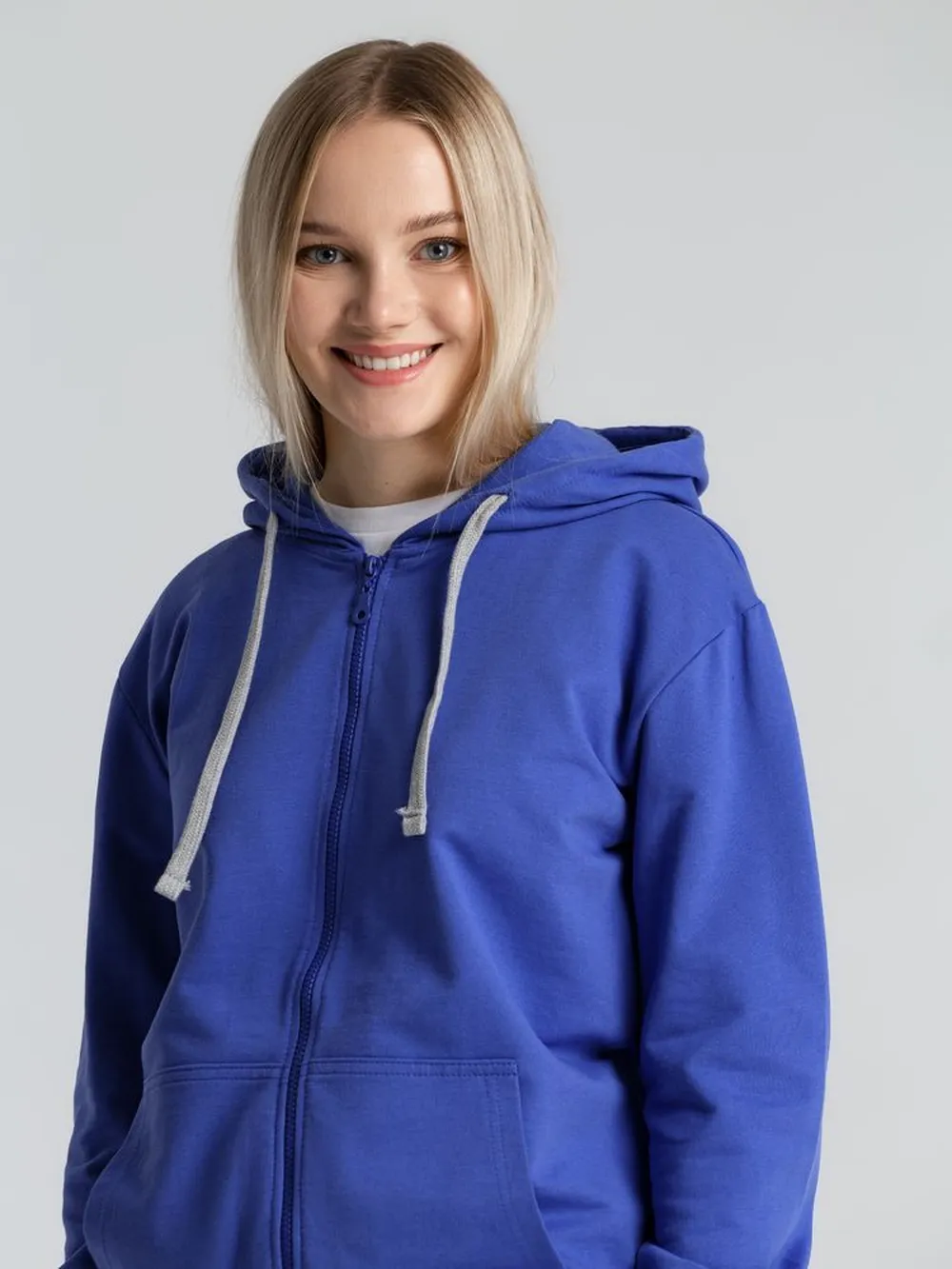 Толстовка на молнии с капюшоном Unit Siverga, ярко-синяя, размер 4XL заказать онлайн с вашим дизайном на заказ в Москве и области