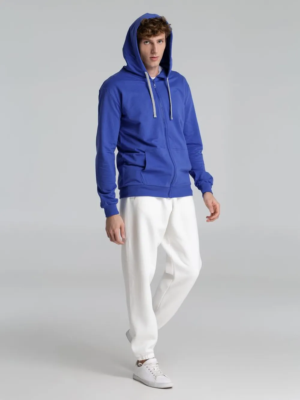 Толстовка на молнии с капюшоном Unit Siverga, ярко-синяя, размер 4XL заказать онлайн с вашим дизайном на заказ в Москве и области