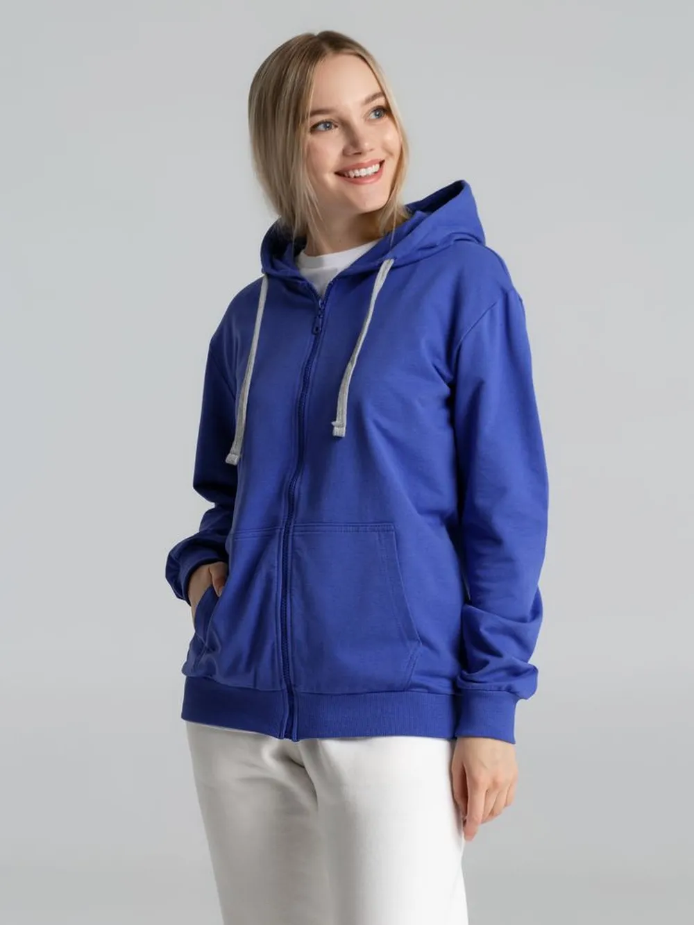 Толстовка на молнии с капюшоном Unit Siverga, ярко-синяя, размер 4XL заказать онлайн с вашим дизайном на заказ в Москве и области