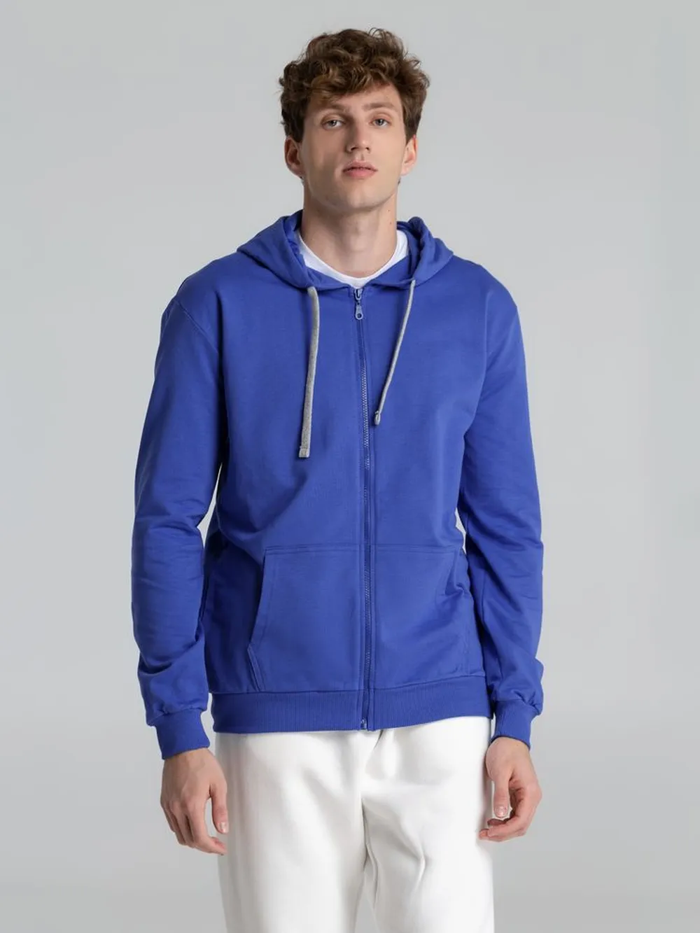 Толстовка на молнии с капюшоном Unit Siverga, ярко-синяя, размер 4XL заказать онлайн с вашим дизайном на заказ в Москве и области