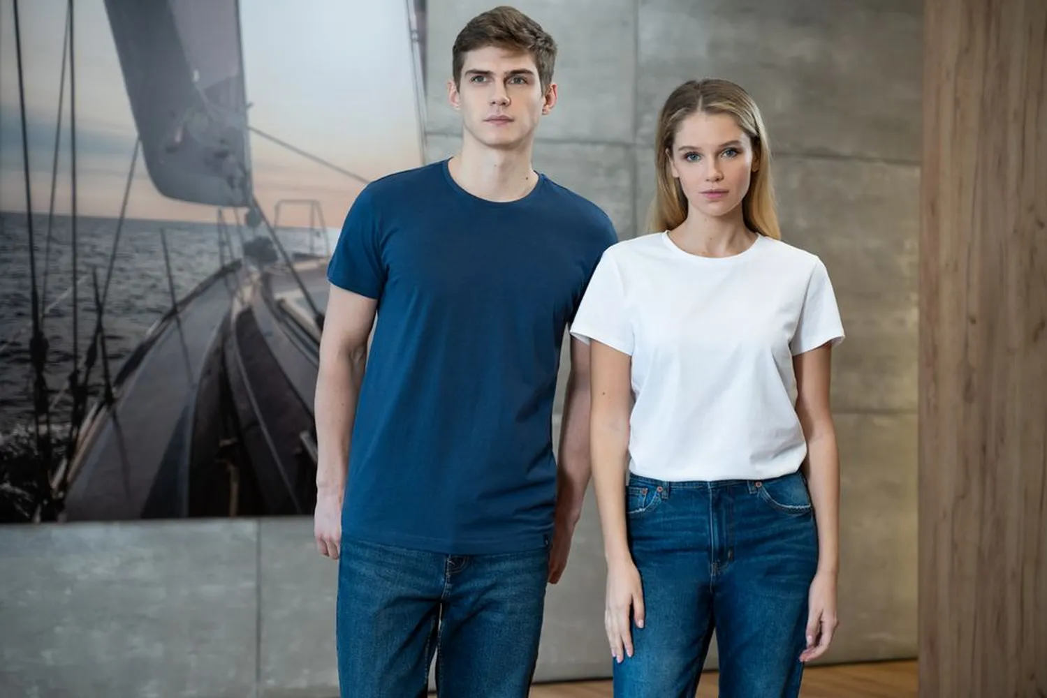 Футболка женская Ladies American U синяя, размер XL заказать онлайн с вашим дизайном на заказ в Москве и области