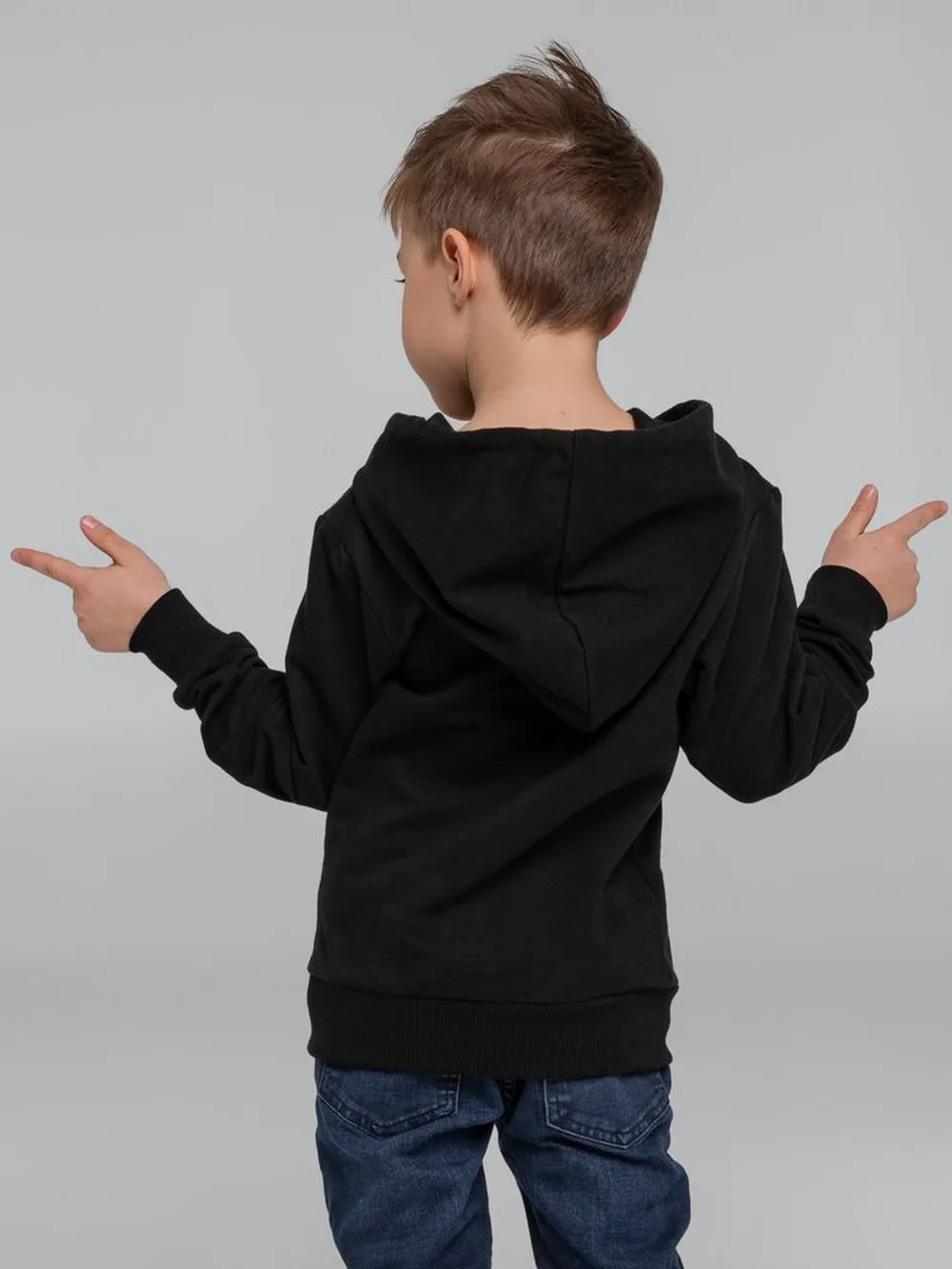 Толстовка с капюшоном детская Kirenga Kids, черная заказать онлайн с вашим дизайном на заказ в Москве и области