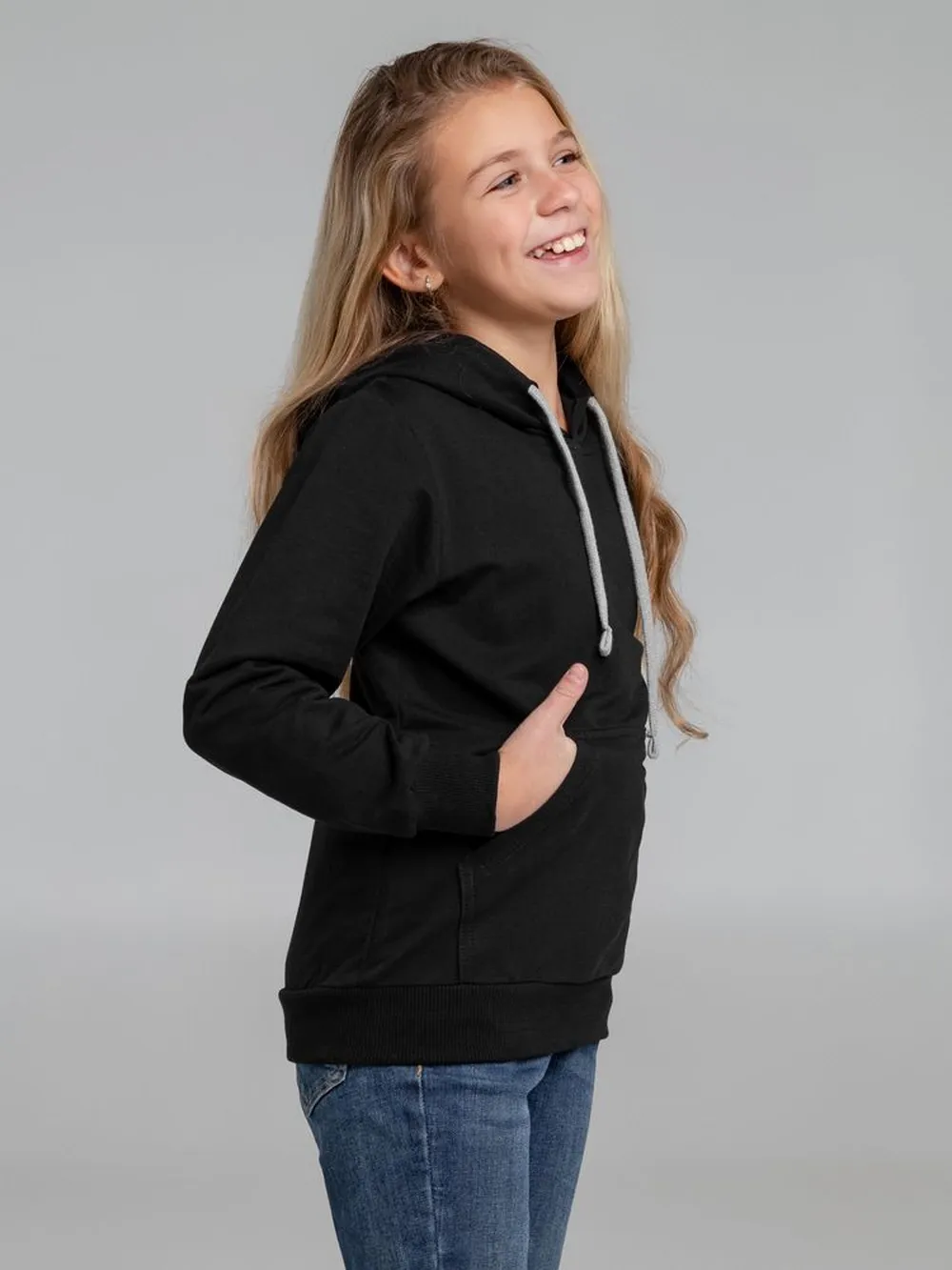 Толстовка с капюшоном детская Kirenga Kids, черная, 6 лет заказать онлайн с вашим дизайном на заказ в Москве и области