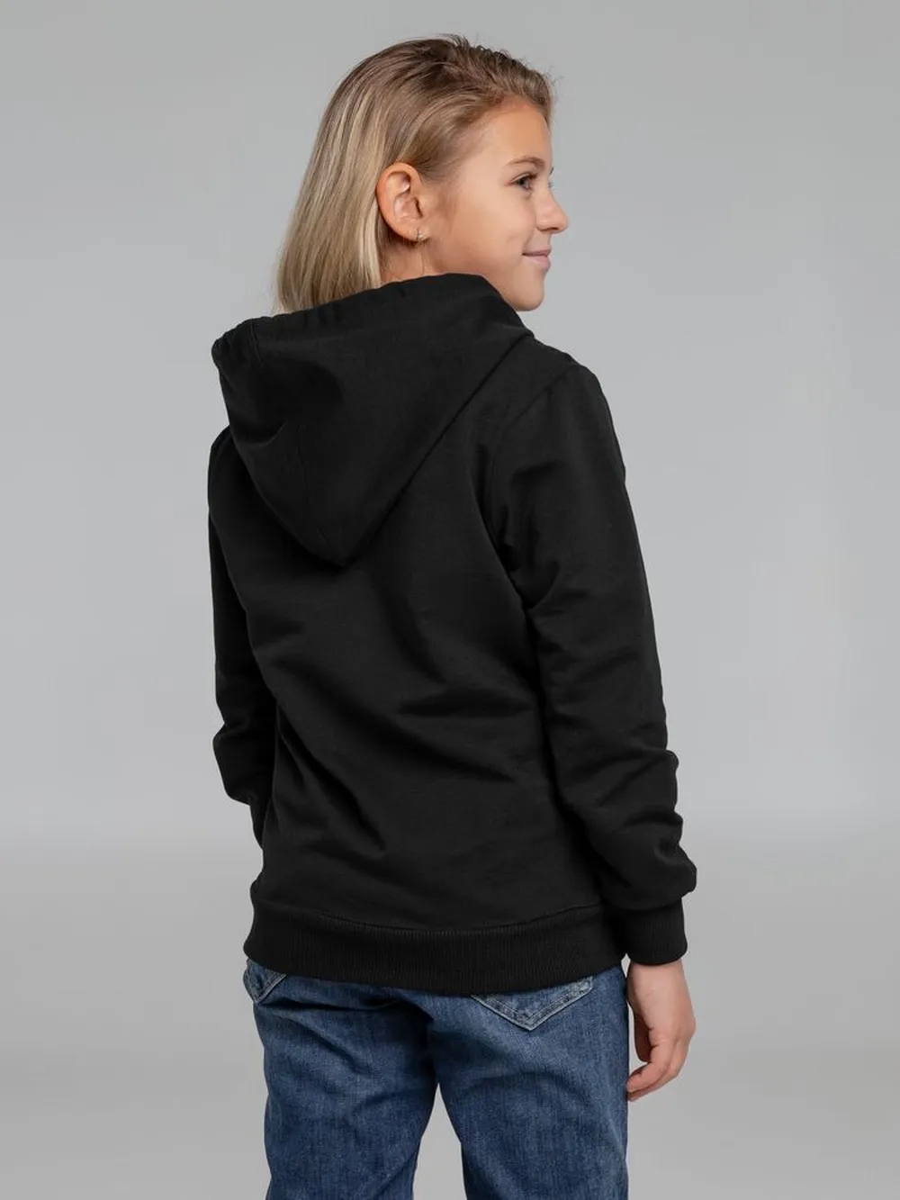 Толстовка с капюшоном детская Kirenga Kids, черная, 6 лет заказать онлайн с вашим дизайном на заказ в Москве и области