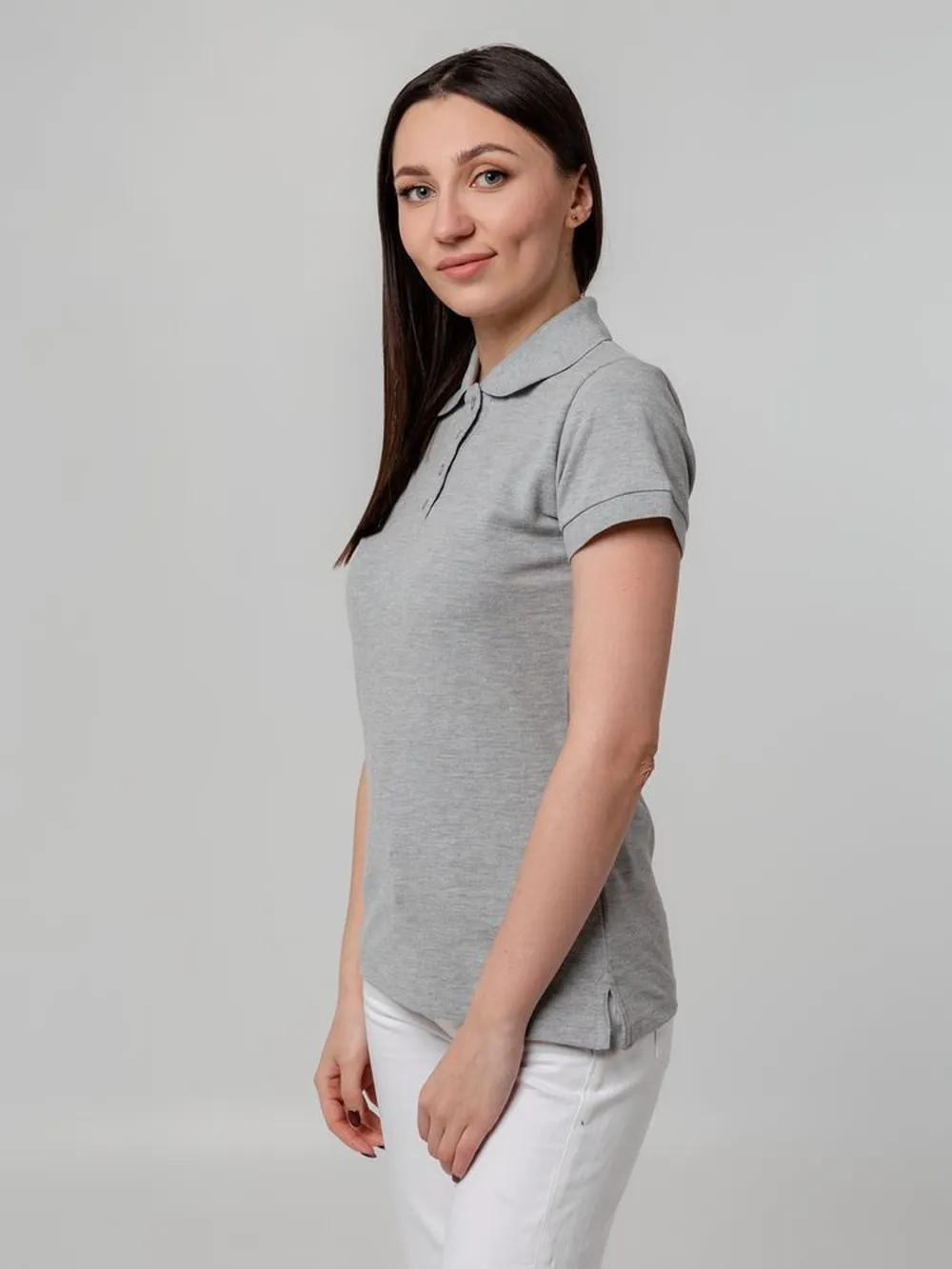 Рубашка поло женская Virma Premium Lady, серый меланж, размер XXL заказать онлайн с вашим дизайном на заказ в Москве и области