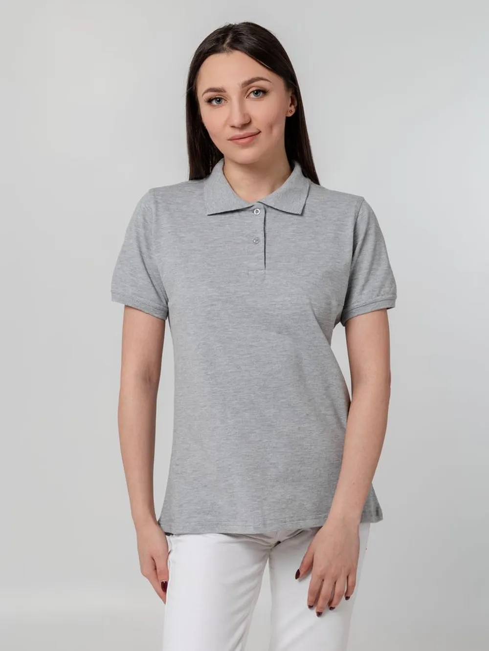 Рубашка поло женская Virma Stretch Lady, серый меланж, размер M заказать онлайн с вашим дизайном на заказ в Москве и области