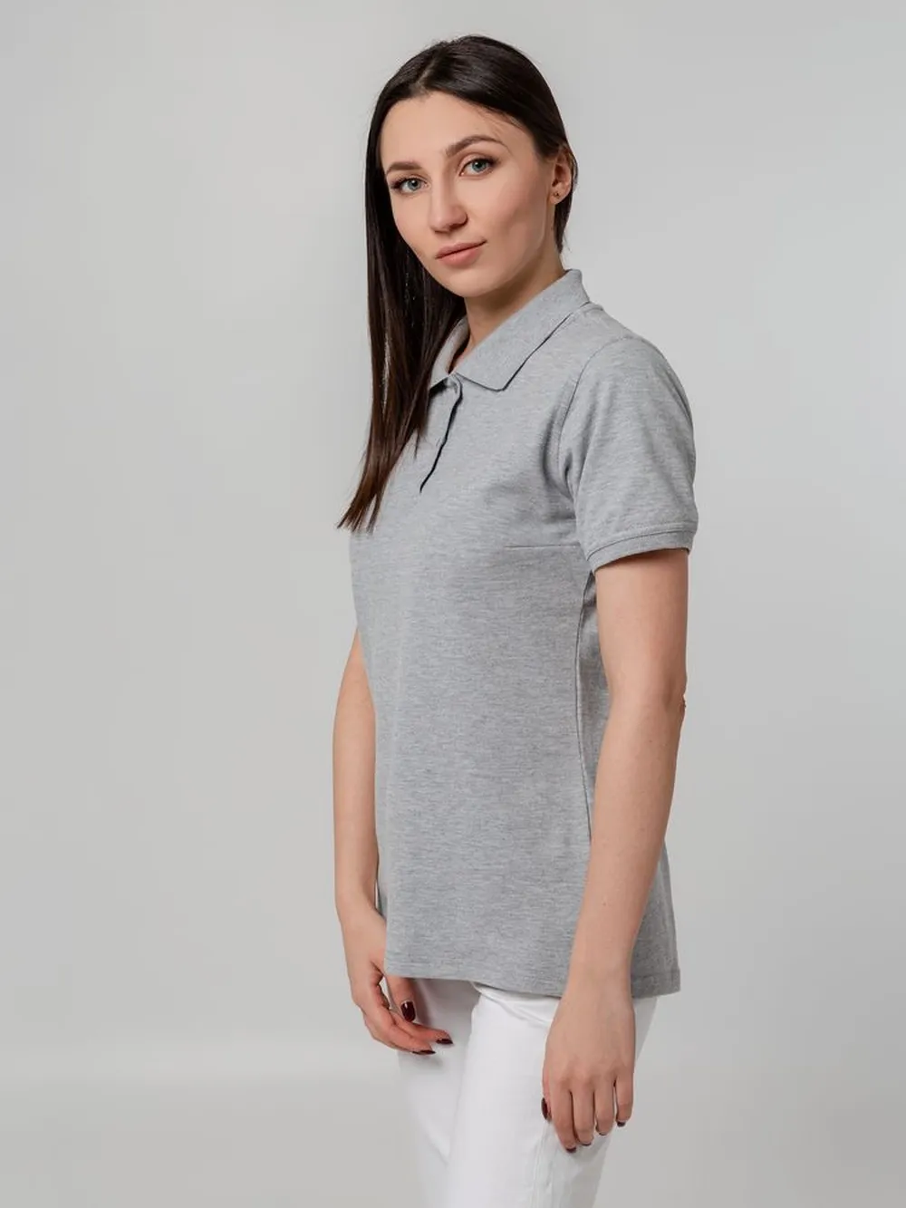 Рубашка поло женская Virma Stretch Lady, серый меланж, размер M заказать онлайн с вашим дизайном на заказ в Москве и области