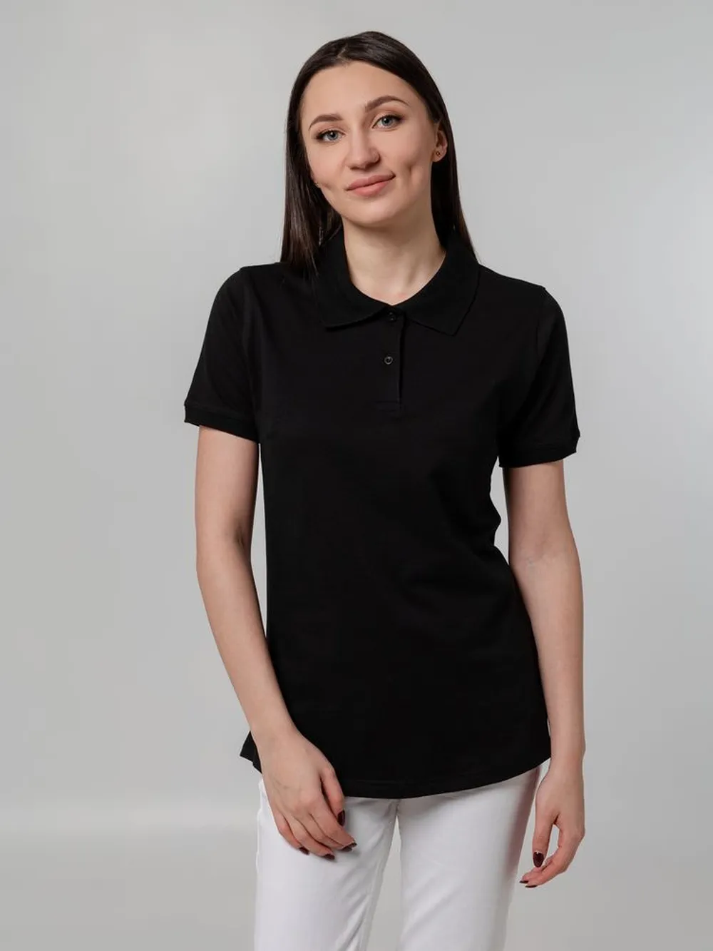 Рубашка поло женская Virma Stretch Lady, черная, размер XXL заказать онлайн с вашим дизайном на заказ в Москве и области