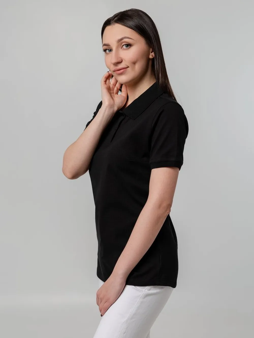 Рубашка поло женская Virma Stretch Lady, черная, размер XXL заказать онлайн с вашим дизайном на заказ в Москве и области