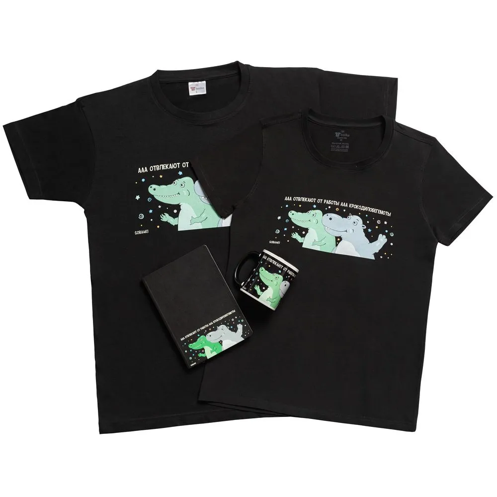 Футболка женская «Крокодилобегемоты», черная заказать онлайн с вашим дизайном на заказ в Москве и области