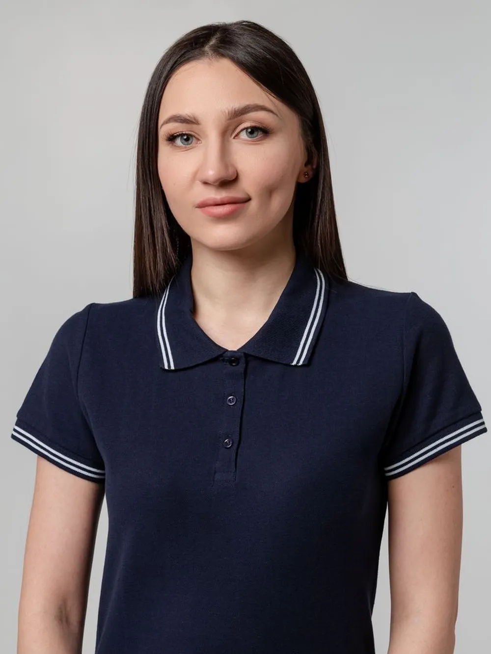 Рубашка поло женская Virma Stripes lady, темно-синяя, размер XL заказать онлайн с вашим дизайном на заказ в Москве и области
