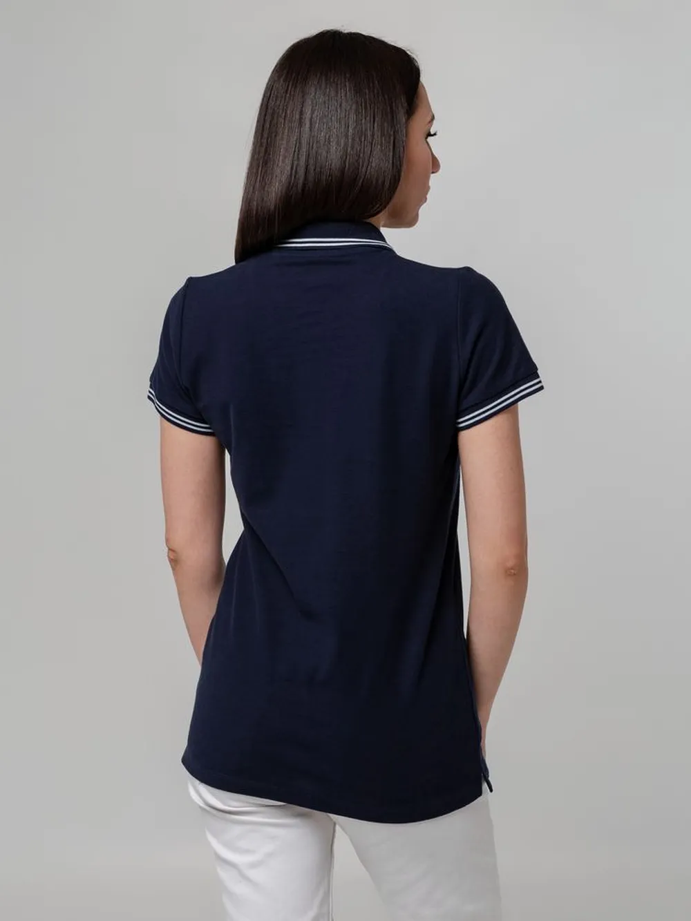 Рубашка поло женская Virma Stripes lady, темно-синяя, размер XL заказать онлайн с вашим дизайном на заказ в Москве и области