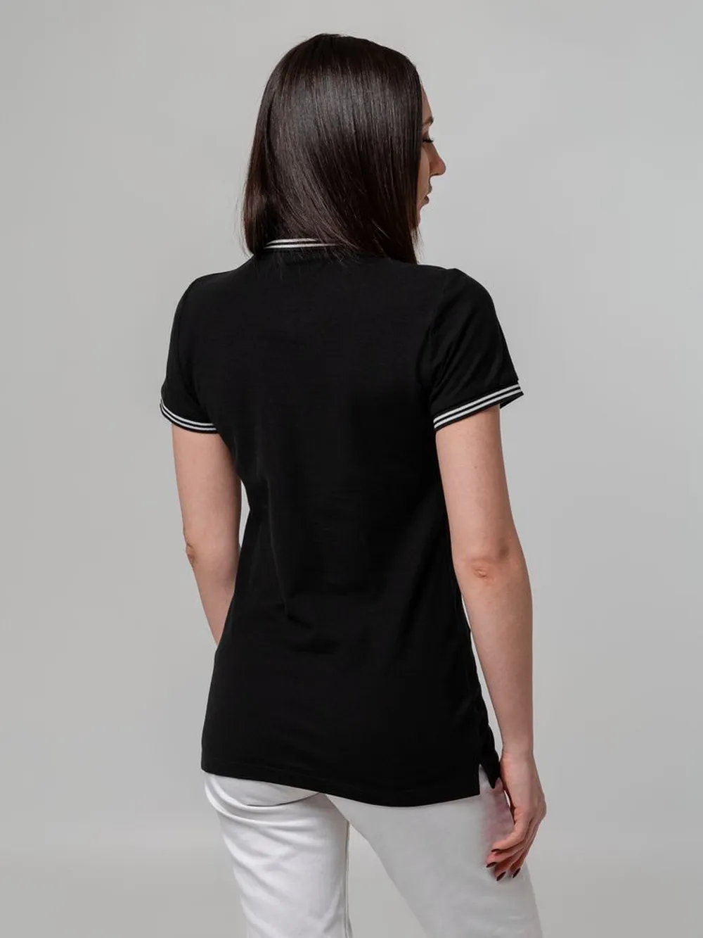 Рубашка поло женская Virma Stripes Lady, черная, размер XL заказать онлайн с вашим дизайном на заказ в Москве и области