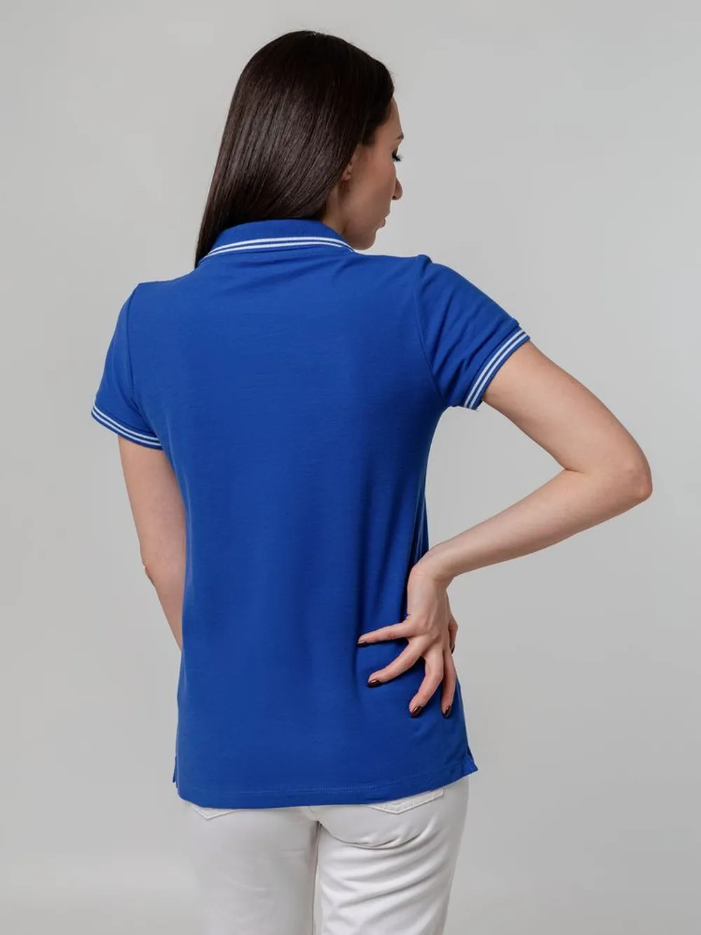 Рубашка поло женская Virma Stripes Lady, ярко-синяя заказать онлайн с вашим дизайном на заказ в Москве и области