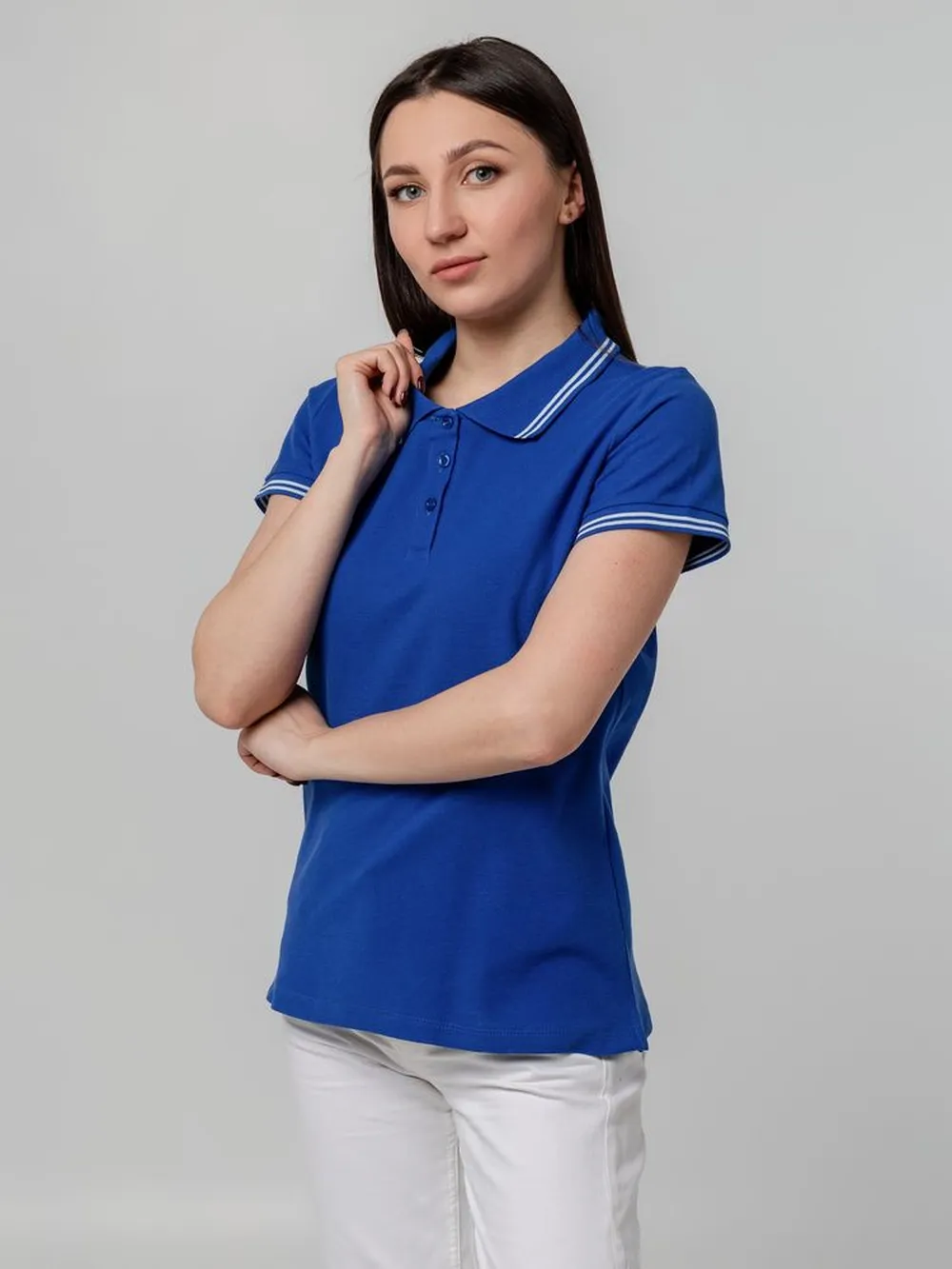 Рубашка поло женская Virma Stripes Lady, ярко-синяя, размер M заказать онлайн с вашим дизайном на заказ в Москве и области