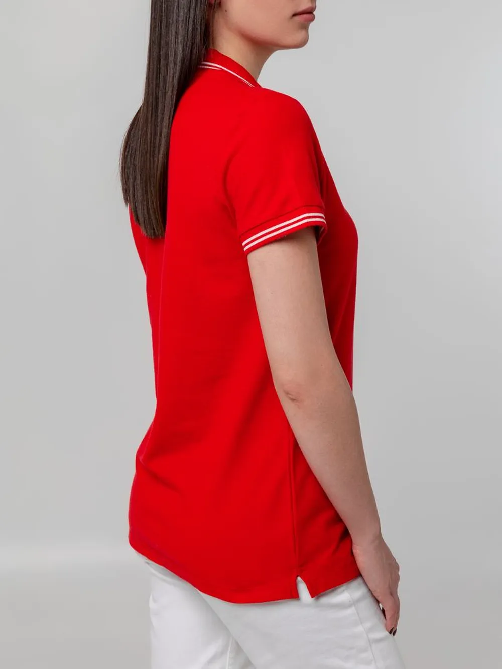 Рубашка поло женская Virma Stripes Lady, красная, размер M заказать онлайн с вашим дизайном на заказ в Москве и области