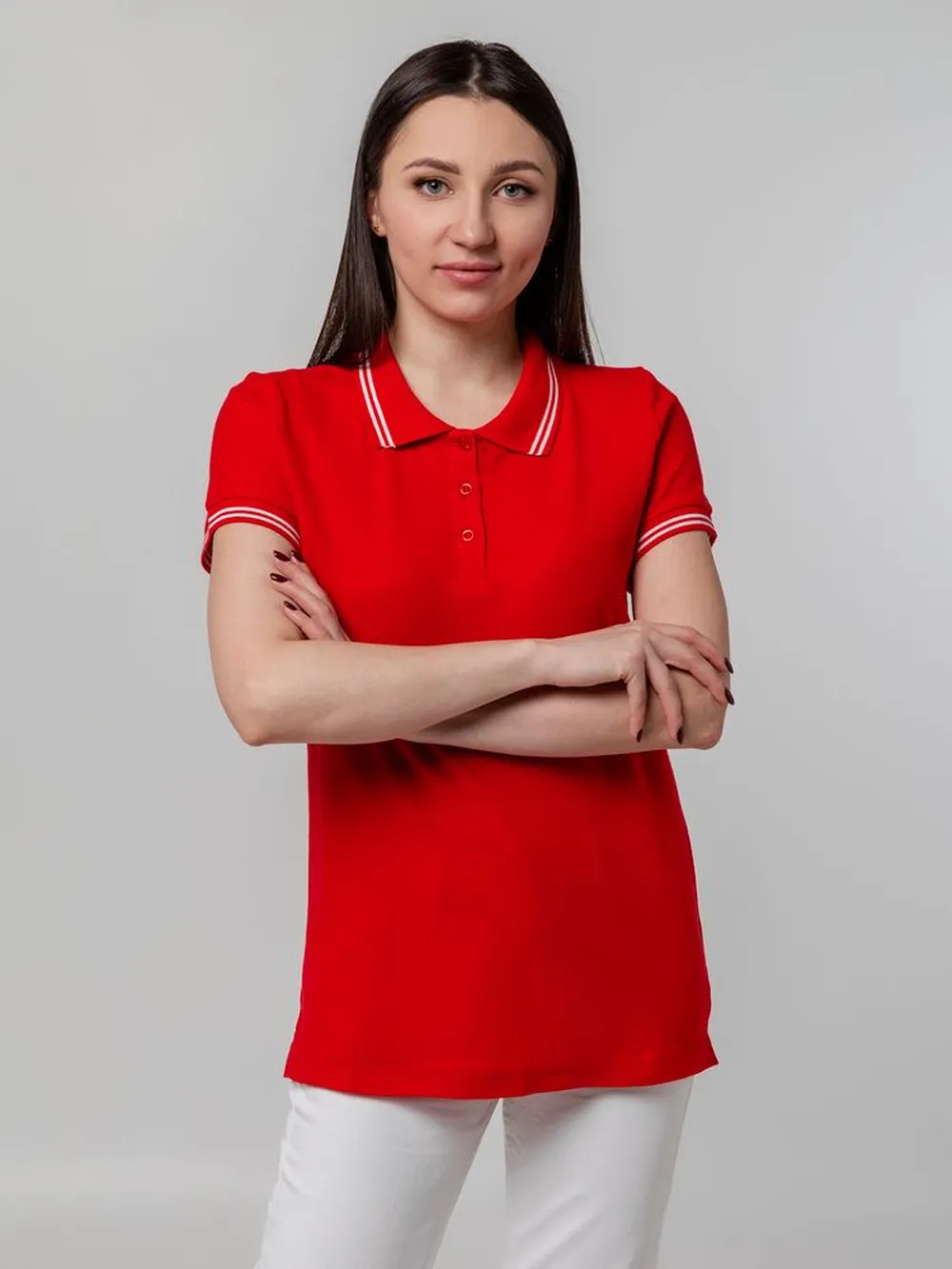 Рубашка поло женская Virma Stripes Lady, красная, размер M заказать онлайн с вашим дизайном на заказ в Москве и области
