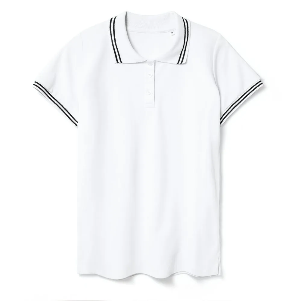 Рубашка поло женская Virma Stripes Lady, белая заказать онлайн с вашим дизайном на заказ в Москве и области