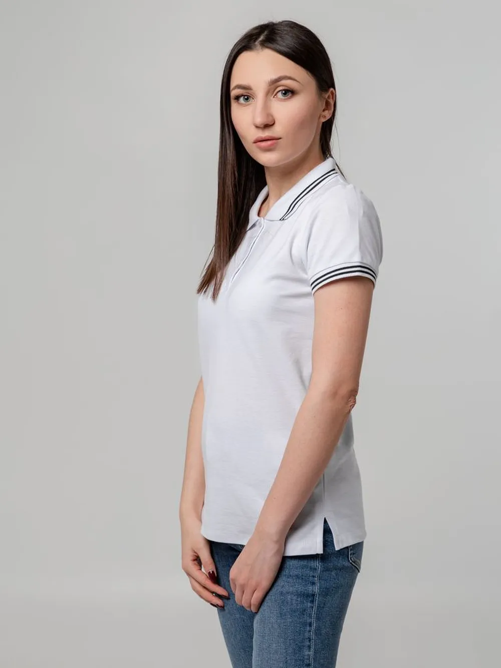 Рубашка поло женская Virma Stripes Lady, белая, размер XL заказать онлайн с вашим дизайном на заказ в Москве и области