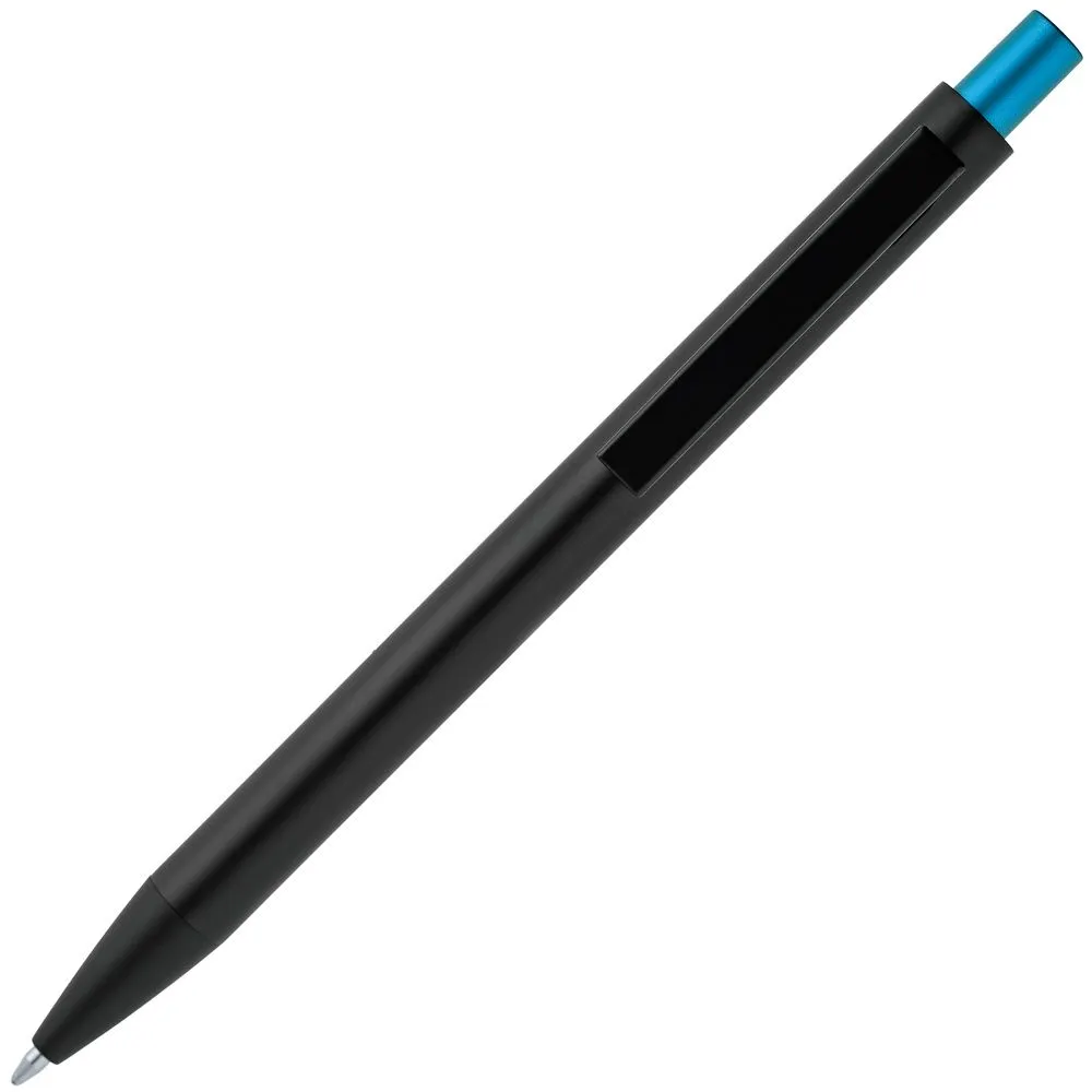 Ручка шариковая Chromatic, черная с голубым заказать онлайн с вашим дизайном на заказ в Москве и области