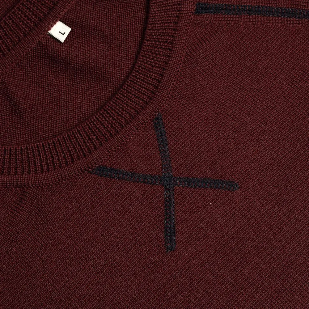 Джемпер Stitch с контрастной отделкой, бордовый с синим, размер M заказать онлайн с вашим дизайном на заказ в Москве и области