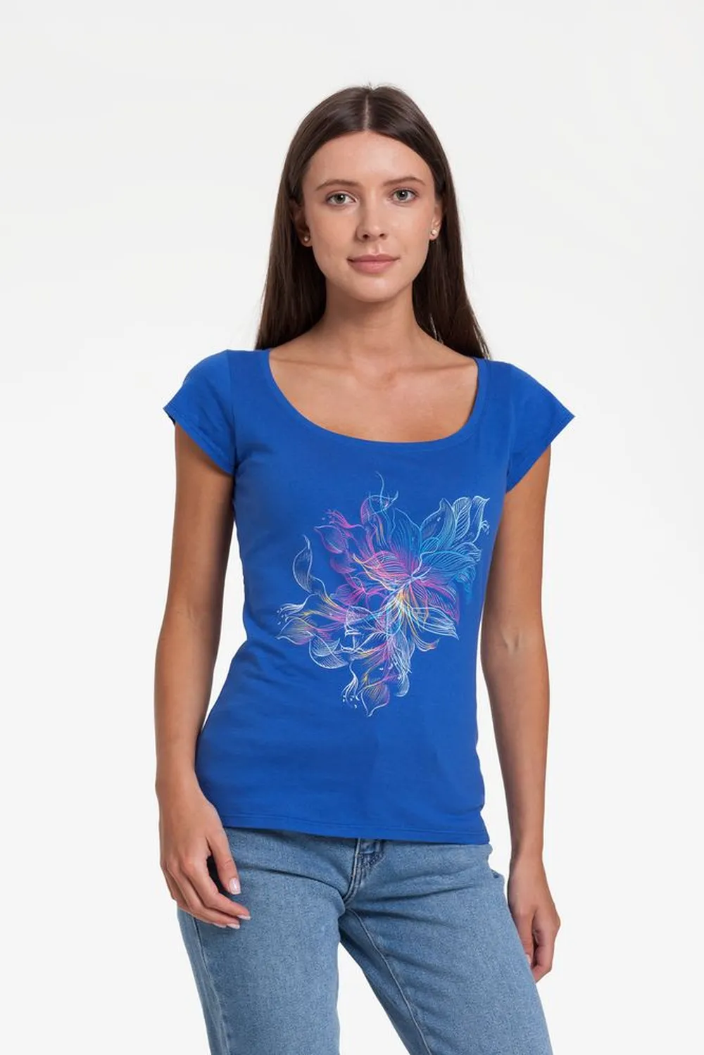 Футболка женская Vibrance, ярко-синяя (royal) заказать онлайн с вашим дизайном на заказ в Москве и области