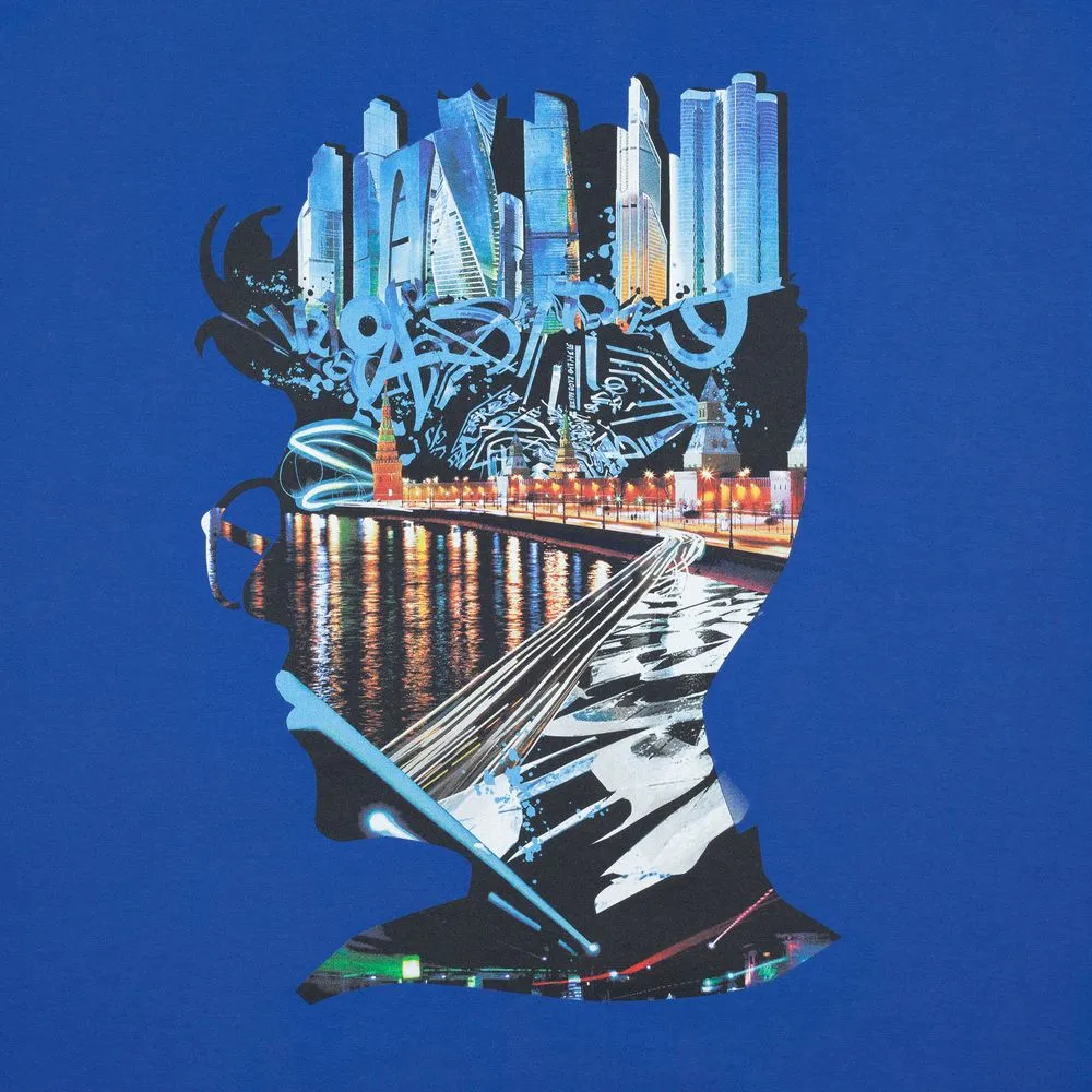 Футболка Moscow Boy, ярко-синяя заказать онлайн с вашим дизайном на заказ в Москве и области