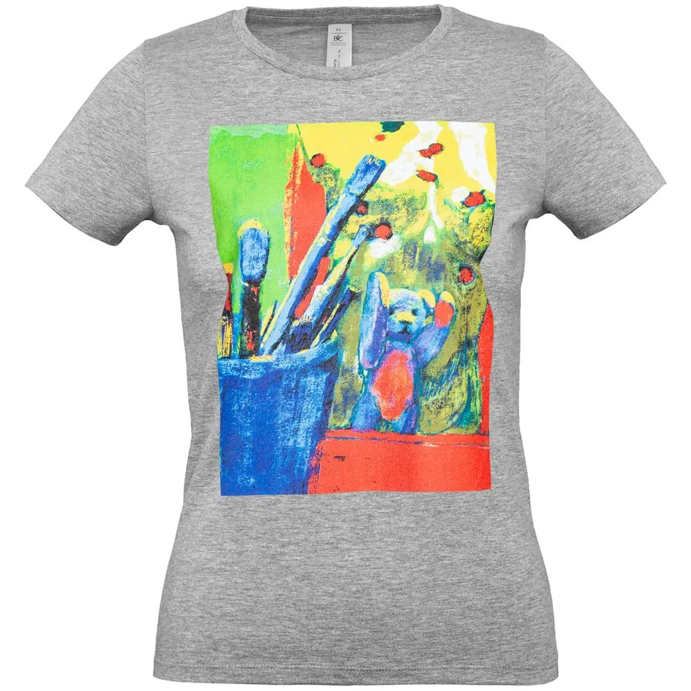 Футболка женская Artist Bear, серый меланж, размер M заказать онлайн с вашим дизайном на заказ в Москве и области